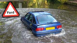 Ford Escort Breaks Down In Rufford Ford! - Rufford Ford Flood Fails!