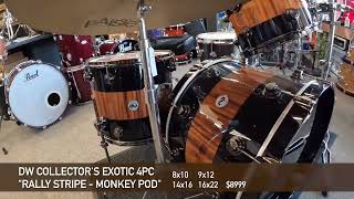 DW Collector's Exotic 4pc Drum Kit - "Rally Stripe over Monkey Pod"