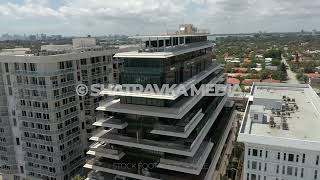 Arte Luxury Building Surfside Miami Beach   April 2021 Aerial Stock Footage