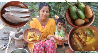 নদীর বাটা মাছ দিয়ে আলু বেগুনের পাতলা ঝোল।#Dipti#village #cooking #vlog _