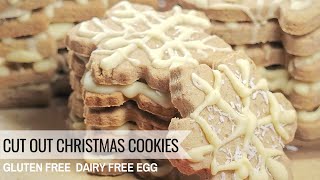 Vegan Gluten Free Cut Out Sugar Cookies | Christmas Snowflake Sugar Cookies (Dairy Free, Egg Free)