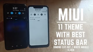 Miui 11 themes with best status bar part 2 / Center clock / Diamond cut out / hindi