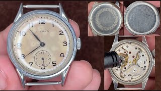 Eterna Caliber 520H Swiss Vintage Military Watch Movement sound, Appearance etc.