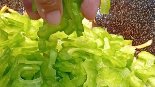 🍳ASMR...CUTTING and COOKING AMPALAYA WITH EGGS🍳