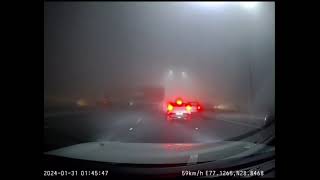 Do not blindly follow vehicles in front in fog