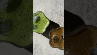 Matcha and hojicha latte #matcha #hojicha #recipe #matchalatte #hojichalatte