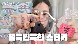 ASMR | 쫀득한 쾌감 가득!💡 마이크&화면에 스티커 붙이기🧸💤 (자막)