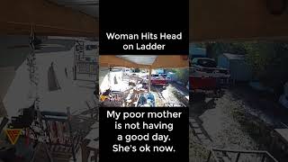 Woman Hits Head on Ladder Caught on Ring Camera | Doorbell Camera Video