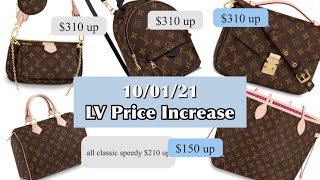 USD Louis Vuitton price increase - all Iconic Monogram Bags before/after 10/01/21