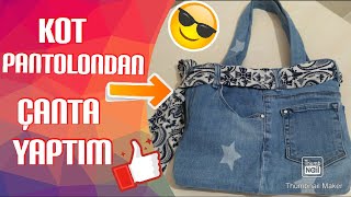 JEANS BAG MAKING | KOT PANTOLONDAN ÇANTA YAPTIM | DIY SHOULDER BAG FROM JEAN