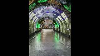 Beautiful LED light tunnel and calming rain sounds