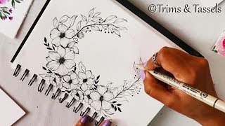 EASY STEP BY STEP DRAWING OF FLOWER DESIGN | PROJECT WORK DESIGN \ PAPER DECORATION IDEA