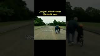 oğluna bisiklet sürmeyi öğreten baba , sonuna dikkat 🤭😁😁