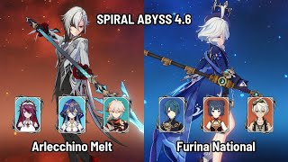 C0 Arlecchino Layla Rosaria Melt | C0 Furina National | Spiral Abyss 4.6 Floor 12 | Genshin Impact