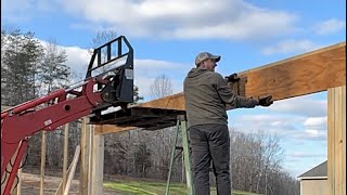 Building My Shop ep 11 | Using Kioti Tractor to Set an LVL Garage Header