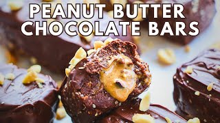 Peanut Butter Stuffed Chocolate Bars | Easy No-Bake Recipe | Bit Healthier