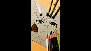 Draw anime green eyes #anime #art #coloring #blending #genshinimpact #bennett #shorts [318]