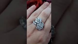 Double Flower Diamond Cluster Ring - Lot 050