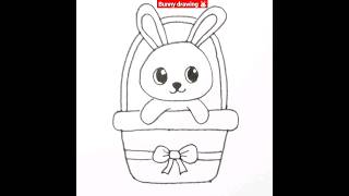 How to draw a bunny in the basket easy 🐰❣️🐰#shorts  #artforkids #stepbystep