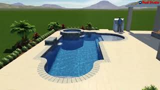 Custom Greco-Roman Pool w/ 12" Raised Spa and +12" Feature Wall w/ 24" Sheer Descent