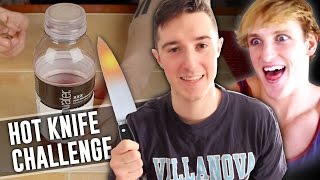 GLOWING HOT KNIFE CHALLENGE feat. LOGAN PAUL?!?