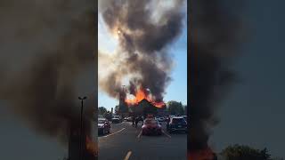 Church burn in Canada: the historic Notre Dame des Sept Allégresses Church in Trois-Rivières.