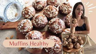 MUFFINS HEALTHY ET MOELLEUX (Amandes, Flocon d'avoine et Banane) / Facile, Rapide et SANS BEURRE !