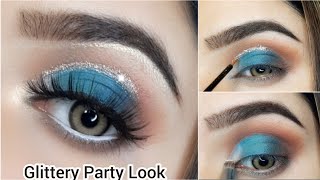 Blue Glittery CutCrease  Eye Makeup Tutorial|Quick & Easy Eye Makeup For Beginners