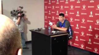 Jeremy Lin faces the media in Toronto