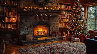 Relaxing Christmas Music Snow Falling 🎄 Cozy Christmas Fireplace Instrumental 🎁🔥 Christmas Carols