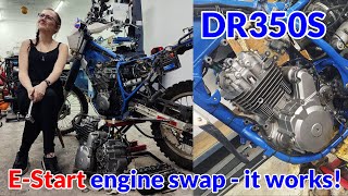 🔧 DR350S - DR350SE e-start engine swap to old DR. It works! :D