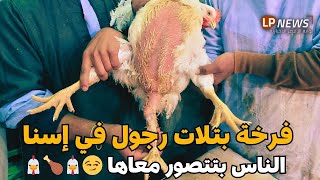 فرخة بتلات رجول في إسنا...الناس بتتصور معاها 😏🐔🍗🐔