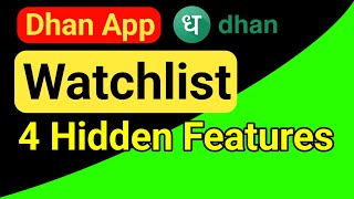 Dhan Watchlist hidden Features for Trader & Investor's