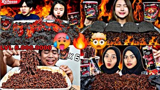 |Mukbang Asmr |MUKBANGERS TRIED TO SUPER SPICY SPICY 🤯🔥🥵 BLACK BEAN NOODLES CHALLENGE 🌶 🔥 😱🤯🥵🍜