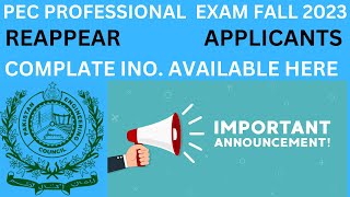 PEC PROFESSIONAL EAXAM APPLY FALL 2023 PART II