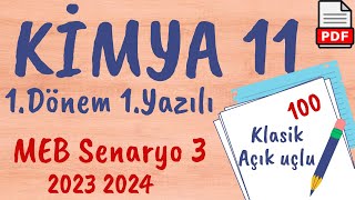 Kimya 11. Sınıf 1. Dönem 1. Yazılı MEB Senaryo 3 Ortak Kimya Yazılısı   açık uçlu klasik