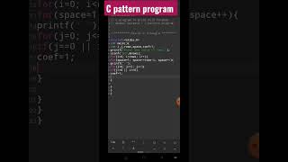 C pattern program to print Pascal's Triangle pattern #short #shorts #new #viral#trending#programming