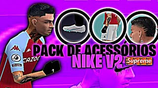 PACK DE ACESSÓRIOS DA NIKE v2 PARA PES PPSSPP 2024 C LUVAS TATUAGENS CABELOS CHUTEIRAS MANGA LONGA