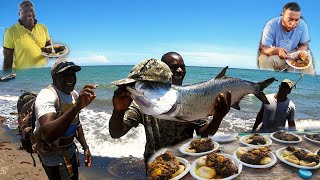 adventurous tarpon fishing catch clean and cook curry brown stew pineapple tarpon on the beach