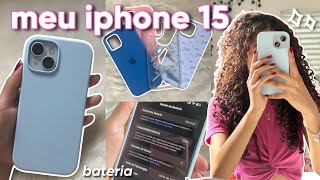 tudo sobre meu iphone 15: capinhas novas, bateria, câmera🩵