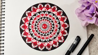 Easy Mandala art for beginners step-by-step Mandala 100% stress relieving art therapy full process