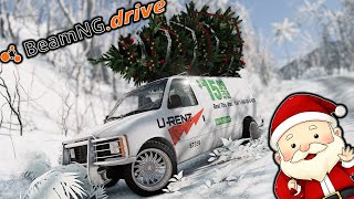 Off-roading Pimped Van with Huge Christmas Tree!?