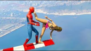 GTA 5 Crazy Ragdolls |  Spiderman Fails Shark Jumps