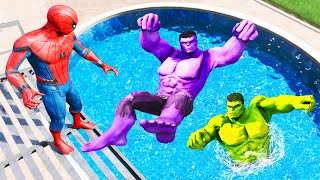 GTA 5 Spiderman vs Rainbow Team Hulk Water Fails (Euphoria Physics/Ragdolls)