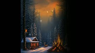 "Winter Twilight" Digital Landscape Painting #shorts #ai #artificialintelligence #snow #hut #bonfire