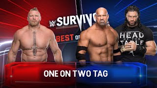 Handicap Match | Brock Lesnar vs. Goldberg and Roman Reigns | WWE Survivor Series