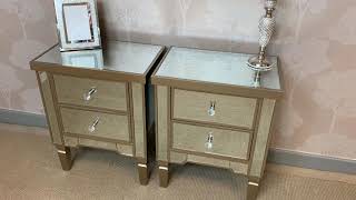 Georgia Champagne Luxe Mirrored 2 Drawer Bedside Cabinet Bedside Table