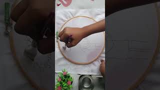 Wedding Embroidery hoop art Pattern drawing & Fabric painting #youtubeshorts #embroideryhoopart