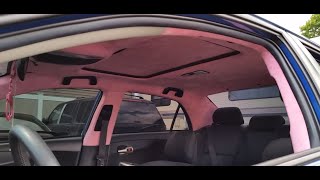 HOW IT'S DONE:  Wrapping Headliner with PINK SUEDE on 2010 Toyota Corolla