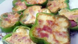 COMO PREPARAR HUEVOS EN PIMIENTOS/RECETA  DE HUEVO CON PIMIENTOS/PIMIENTOS RELLENOS DE JAMON Y HUEVO